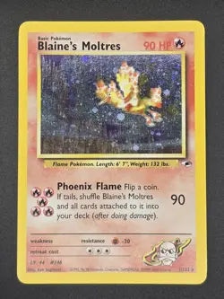 Pokemon TCG Blaine's Moltres Gym Heroes Holo Card 1/132 - Double Swirl 🌀🌀 - Image 1