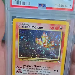 Pokemon Blaine's Moltres 1/132 Gym Heroes Holo Rare Basic 2000 PSA 6 SWIRLL - Image 3