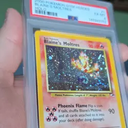 Pokemon Blaine's Moltres 1/132 Gym Heroes Holo Rare Basic 2000 PSA 6 SWIRLL - Image 4