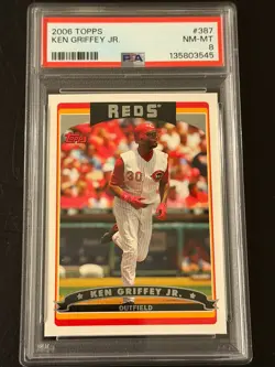 2006 TOPPS #387 KEN GRIFFEY JR. REDS HOF PSA 8 NM-MT - Image 1