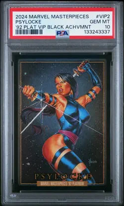 2024 UD MARVEL MASTERPIECES '92 PLATINUM VIP BLACK ACHIEVEMENT PSYLOCKE PSA 10 - Image 1