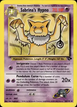 Pokemon TCG Card WOTC Vintage Wizards Sabrina's Hypno 056/132 Gym Challenge 056 - Image 1