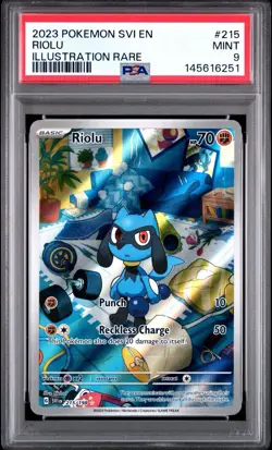 Pokemon TCG Riolu Illustration Rare Card #215/198 Scarlet & Violet PSA 9 - Image 1
