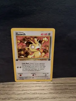 Meowth 62/82 1st Edition NM LP MP HP Common Team Rocket Pokemon Card 2000 WOTC - Image 1