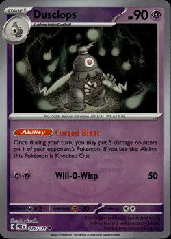 DUSCLOPS (MASTER BALL PATTERN) 036/131 SV: PRISMATIC EVOLUTIONS POKEMON NM/M - Image 1
