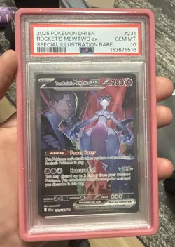 Pokemon 2025 Team Rocket's Mewtwo ex 231/182 SIR Destined Rivals GEM MINT PSA 10 - Image 1