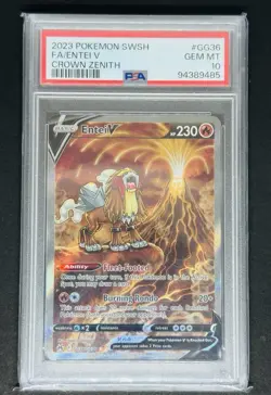 Pokemon Entei v TCG Full Art GG36/GG70 Crown Zenith Galarian Gallery Gem PSA 10 - Image 1