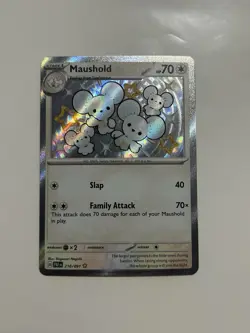 Pokemon TCG: Paldean Fates (210/091) Maushold Baby Shiny Holo Rare (NM) - Image 1