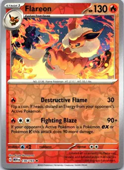 Flareon 136/165 Rare 151 Pokemon Reverse Holo NM - Image 1