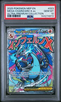 2025 POKEMON MEP EN-ME BLACK STAR PROMO #023 MEGA CHARIZARD X EX PSA 10 - Image 1