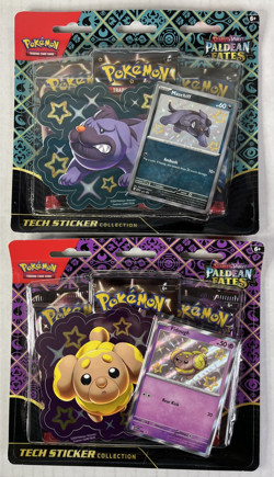 LOT 2X Pokemon Paldean Fates Tech Sticker Collection 3 Packs Maschiff + Fidough - Image 1