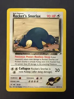 Rocket's Snorlax #33/132 Non-Holo Rare Gym Heroes VINTAGE 2000 Pokemon - Image 1