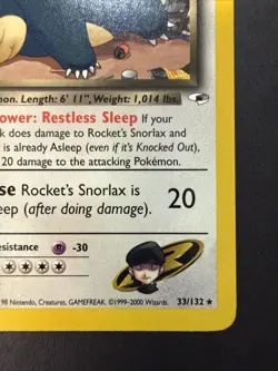 Rocket's Snorlax #33/132 Non-Holo Rare Gym Heroes VINTAGE 2000 Pokemon - Image 4