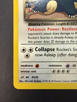 Rocket's Snorlax #33/132 Non-Holo Rare Gym Heroes VINTAGE 2000 Pokemon - Image 5