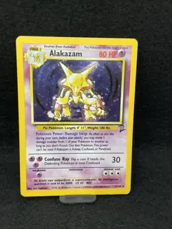 POKEMON ALAKAZAM TCG 1/130 BASE SET 2 HOLO RARE LP /DMG SEE DESCRIPTION - Image 1
