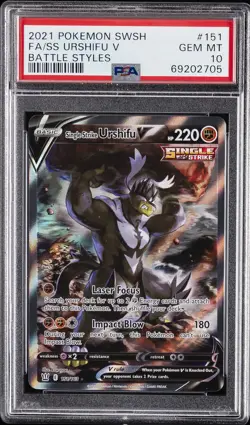 POKEMON SWORD & SHIELD BATTLE STYLES FULL ART/SINGLE STRIKE URSHIFU V PSA 10 - Image 1