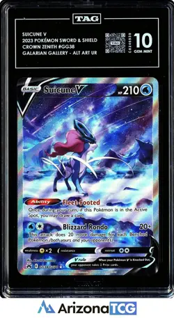 Pokemon 2023 Suicune V GG38/GG70 Alt Art UR Crown Zenith GEM MINT TAG 10 - Image 1