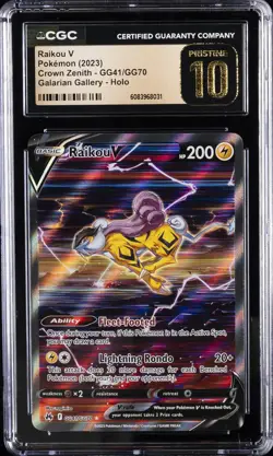 2023 POKEMON CROWN ZENITH GALARIAN GALLERY - HOLO RAIKOU V CGC 10 PRISTINE - Image 1
