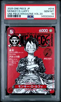 2025 ONE PIECE JAPANESE PROMOS ONE PIECE MAGAZINE VOL.20 MONKEY D. LUFFY PSA 10 - Image 1