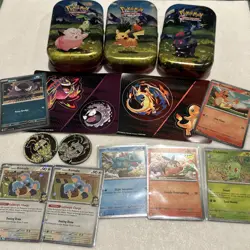 Pokemon TCG Ascended Heroes Lot - Promo Cards, Sticker Sheets, Coins, Empty Tins - Image 1