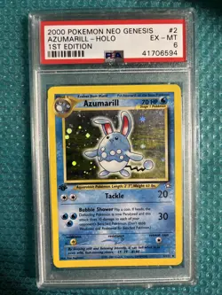 2000 Pokemon Neo Genesis Azumarill 1st Edition Holo Rare #2/111 PSA 6 EX-MT - Image 2