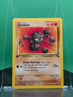 Geodude 47/62 1st Edition Fossil Set Common 1999 English Pokemon Card WoTC TCG - Image 1
