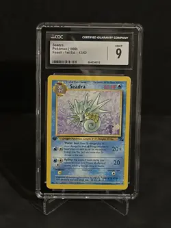 CGC MINT 9 Pokemon Seadra 42/62 1999 Fossil 1st Edition - Image 1