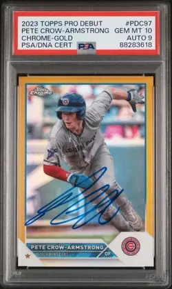 2023 Topps Pro Debut Auto Gold #PDC97 Pete Crow-Armstrong RC /50 Dual PSA 10 / 9 - Image 1