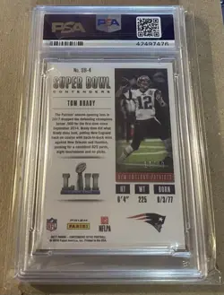 2017 Panini Contenders Optic Tom Brady Super Bowl Contenders #'ed 14/99 PSA 10 - Image 2