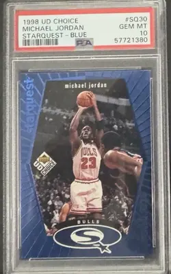 1998 UD CHOICE STARQUEST BLUE #SQ30 MICHAEL JORDAN PSA 10 - Image 1