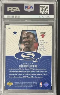1998 UD CHOICE STARQUEST BLUE #SQ30 MICHAEL JORDAN PSA 10 - Image 2