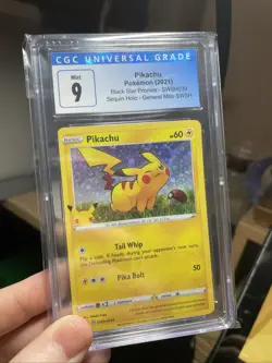 CGC 9 Mint Pokemon Pikachu Sequin Holo General Mills Black Star Promo SWSH039 - Image 1