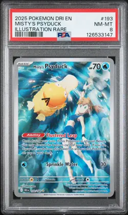 2025 POKEMON DRI EN-DESTINED RIVALS ILLUSTRATION RARE #193 MISTY'S PSYDUCK PSA 8 - Image 1