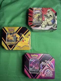 Pokemon Costco 3 V Tin Set Pikachu Tyranitar Eternatus Sealed - Image 1