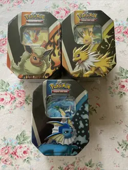 Pokemon TCG Sealed Tin Box Set Flareon V Vaporeon V Jolteon V (Factory Sealed) - Image 1