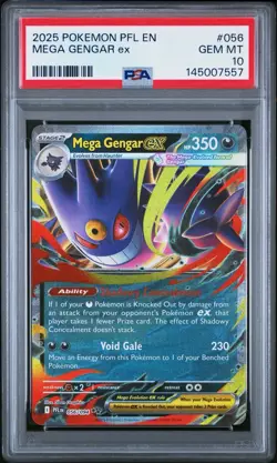 2025 POKEMON PFL EN-PHANTASMAL FLAMES #056 MEGA GENGAR EX PSA 10 - Image 1