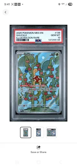 PSA 10 SHUCKLE 136/132 ILLUSTRATION RARE MEGA EVOLUTION POKEMON 🍃 - Image 1