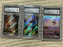 Sequential Cert CGC 9 Set Charmander 168 Charmeleon 169 Charizard ex 199 SV 151 - Image 1