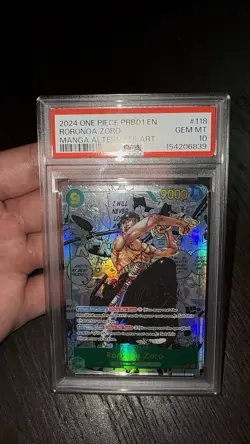 2024 One Piece PRB01 EN Manga Alt Art Roronoa Zoro #118 PSA 10 GEM MINT - Image 1
