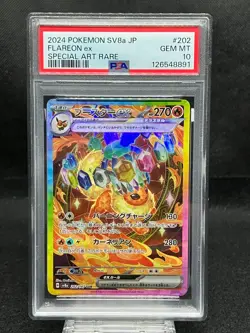 PSA 10 Flareon ex 202/187 SAR sv8a Terastal Fest ex 2024 Japanese Pokemon Card - Image 1