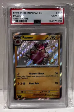 NM! Pawmo (143/091) Paldean Fates Baby Shiny Rare Pokemon Card PSA 10 - Image 1