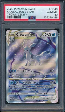 2023 Pokemon Sword & Shield GG40 Full Art Glaceon Vstar Crown Zenith PSA 10 0448 - Image 1