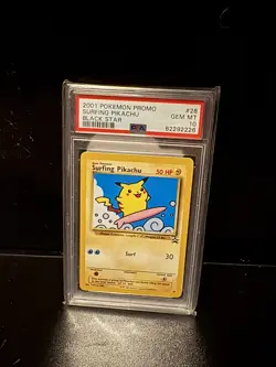 2001 POKEMON BLACK STAR PROMO #28 SURFING PIKACHU PSA 10 GEM MINT - Image 1