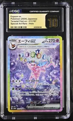 Pokemon Espeon ex 211/187 Sv8a Terastal Fest EX CGC Pristine 10 Art Rare Holo - Image 1