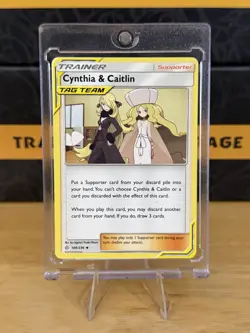 Cynthia & Caitlin 189/236 Cosmic Eclipse Pokemon TCG trading card Tag Team - Image 1