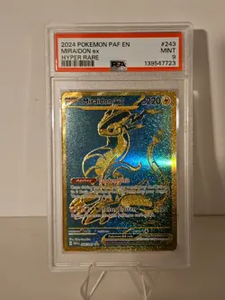 Pokemon Card Miraidon Ex 243/091 Secret Rare Scarlet Violet Paldean Fates PSA 9 - Image 1