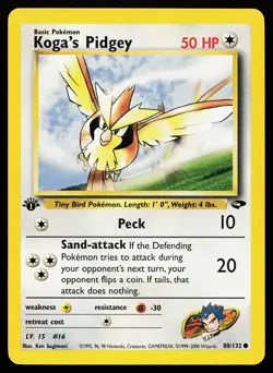 Koga's Pidgey 80/132 Common 1st Edition Gym Challenge Pokemon Card - Image 1