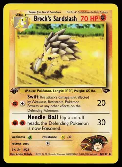 Brock's Sandslash 36/132 Uncommon 1st Edition Gym Challenge Pokemon Card - Image 1