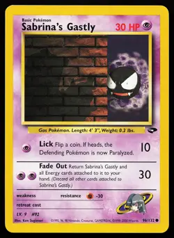 Sabrina's Gastly 96/132 Common Gym Challenge Pokemon Card - Image 1