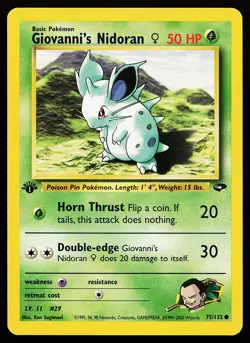 Giovanni's Nidoran F 75/132 Common 1st Edition Gym Challenge Pokemon Card - Image 1